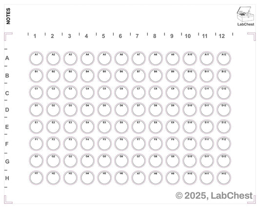 Downloadable, Printable, 96 Well Template