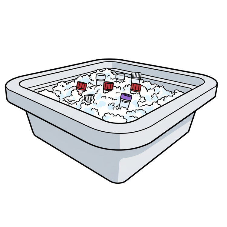 Illustration of sample tubes in a laboratory ice tray for the Equipment collection